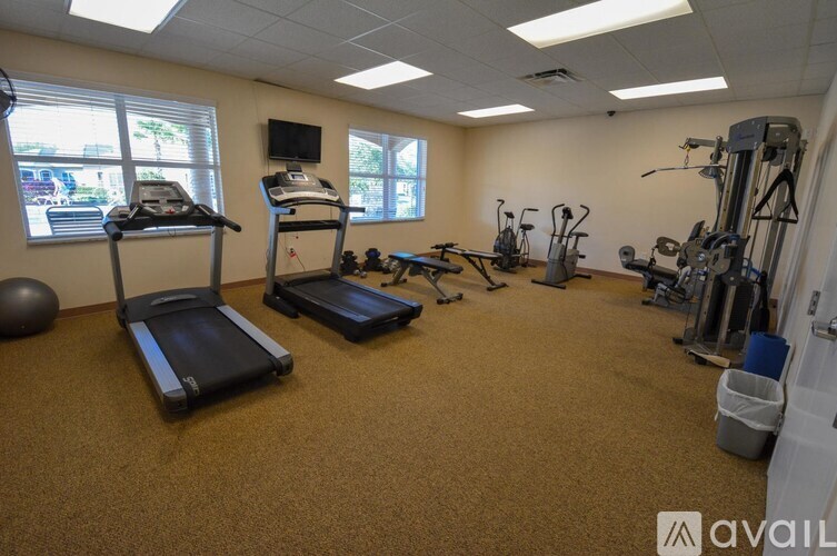 A gym with treadmills, exercise bikes, and other equipment.