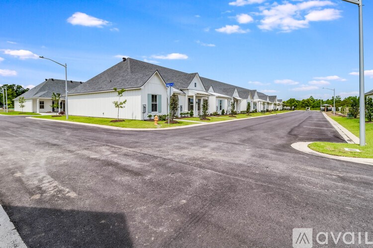 A row of houses with a street in front.
