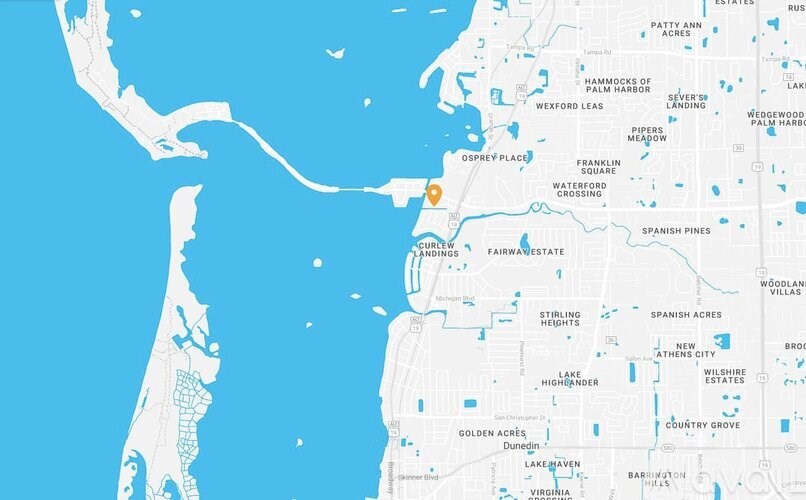 A map with a highlighted orange dot at Franklin Square Crossing.