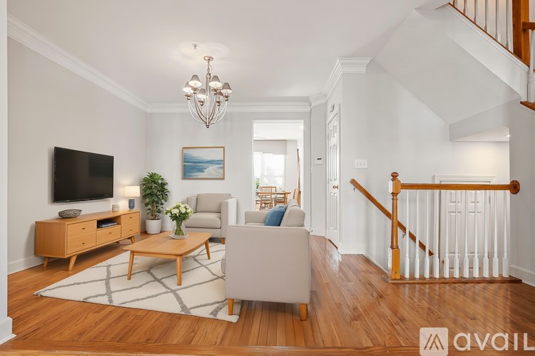 A living room with a television, couch, and a plant.