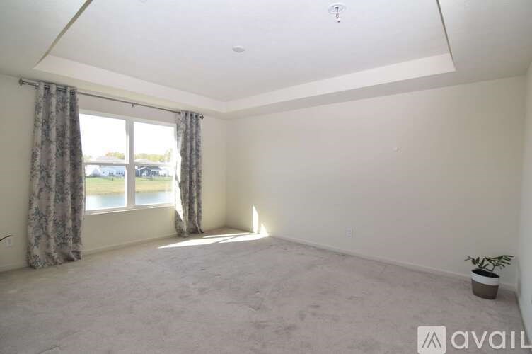 A room with a window and a plant.