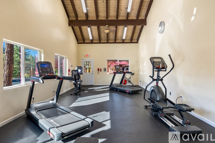 A gym with treadmills and elliptical machines.