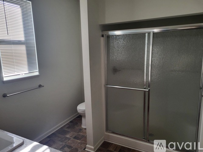 A bathroom with a walk-in shower and a toilet.