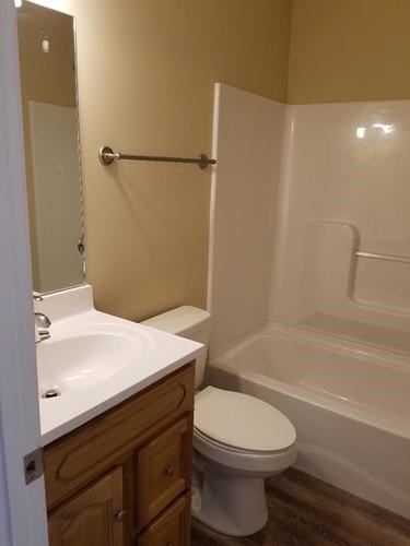 A white toilet sits next to a sink in a bathroom.