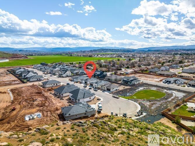 A red circle highlights a specific area in a residential neighborhood.