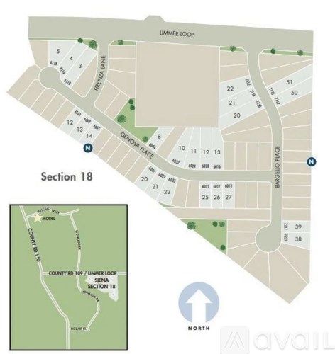 A map shows a layout of a section with roads and numbers.