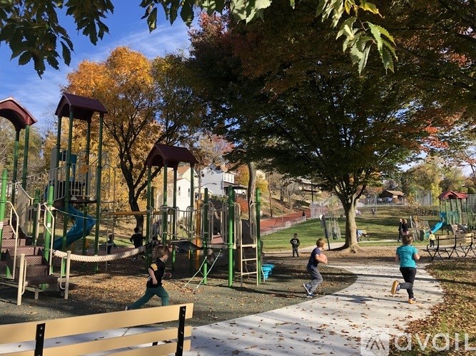 Children playing on a playground in the park.