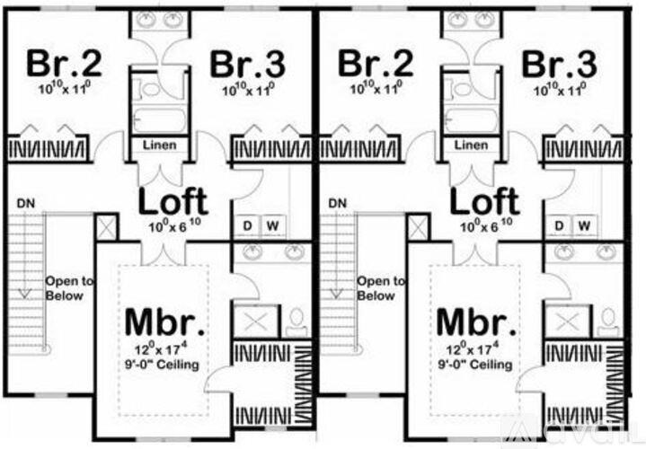 A floor plan shows two identical layouts with a loft area and a master bedroom.