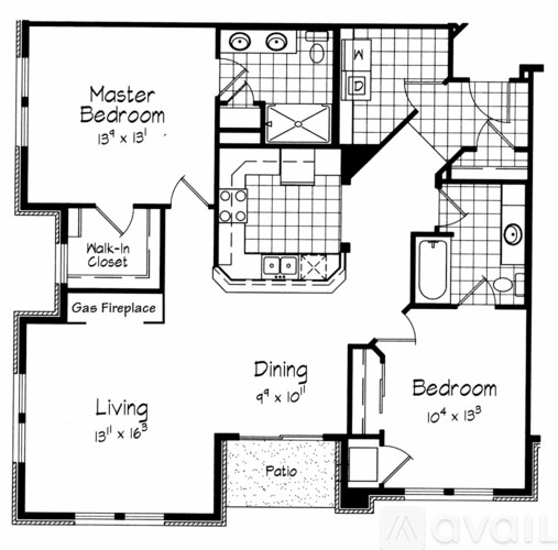 A floor plan of a house with a Master Bedroom, Dining area, Living room, and Bathroom.