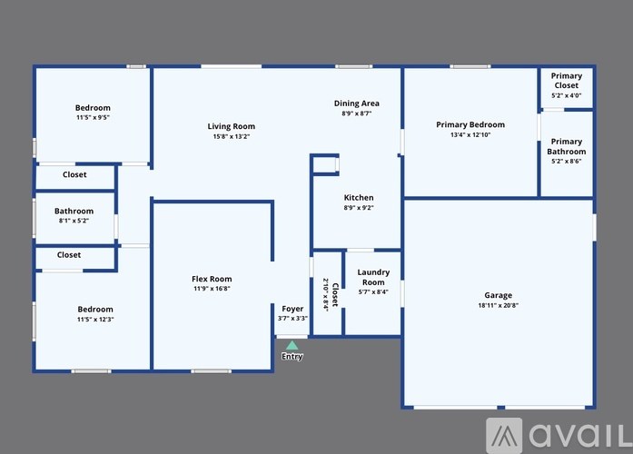 A floor plan of a house with labeled rooms and their dimensions.