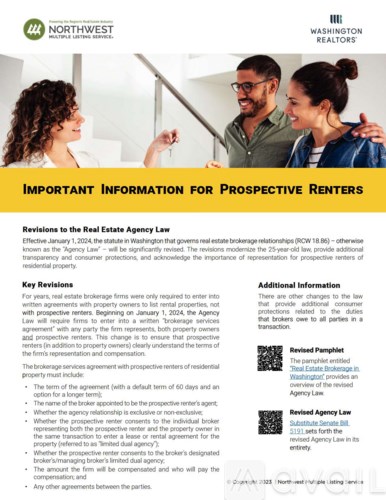 A flyer discussing the Revisions to the Real Estate Agency Law.