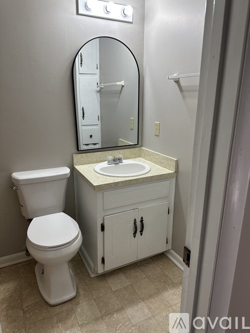 A white toilet sits next to a sink in a bathroom.