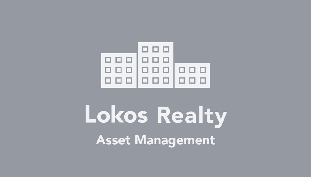 A logo for Lokos Realty with the words "Asset Management" below it.