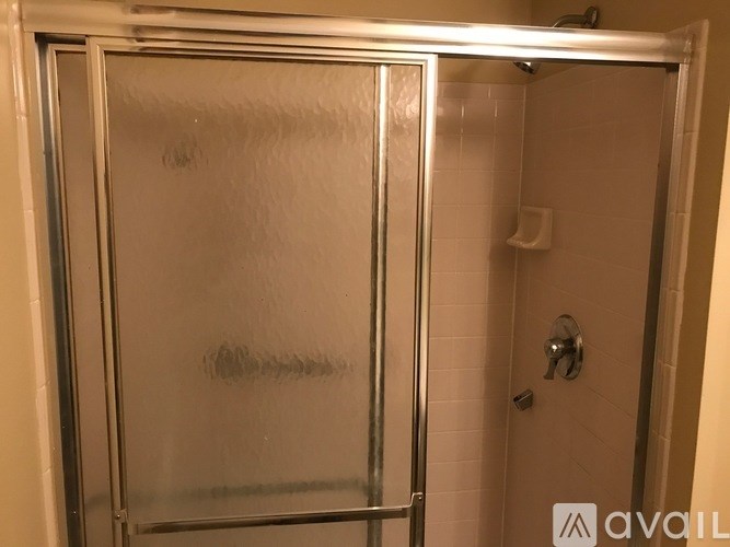 A frosted glass door in a bathroom.