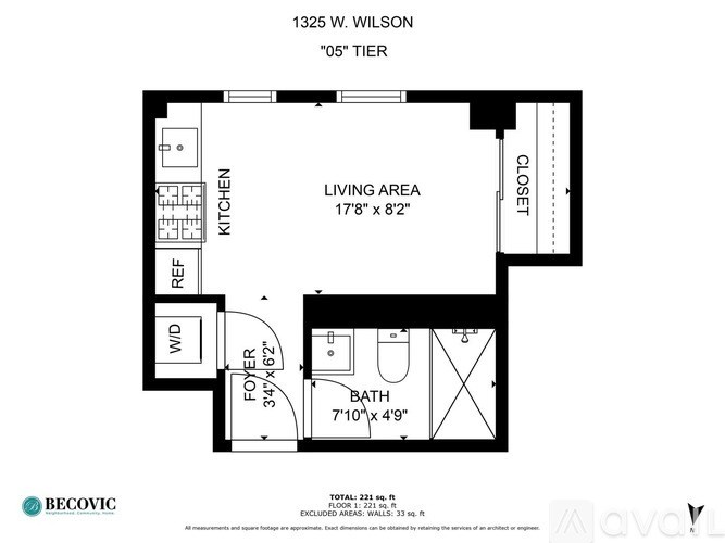 A floor plan for a 5th tier apartment at 1325 W. Wilson Street.
