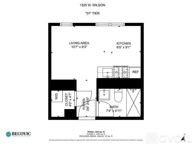 A black and white image of a floor plan for a 1325 square foot home.