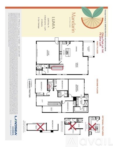 A floor plan for a Mandarin Lumia residence shows two bedrooms, two bathrooms, and a living area.