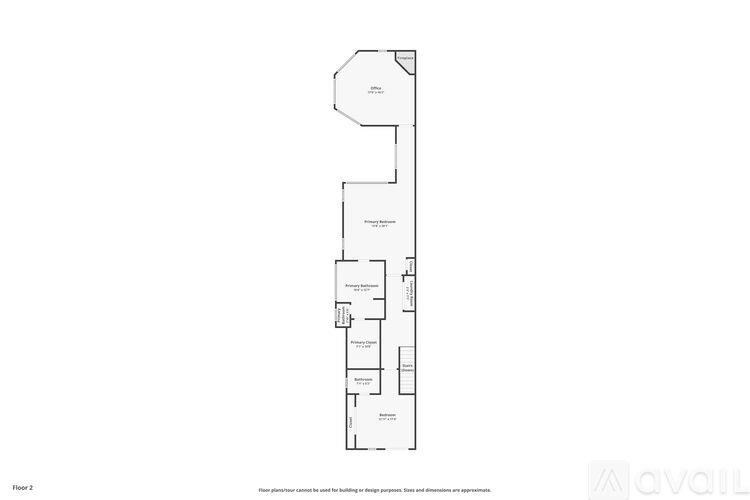 A floor plan of a building with rooms labeled.