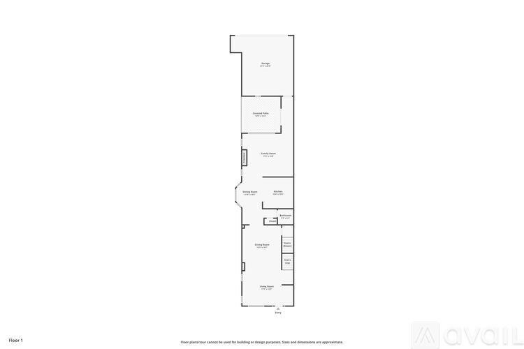 A floor plan of a building with multiple rooms and labeled areas.