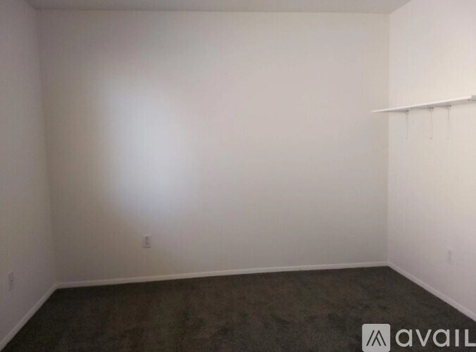 Empty room with carpeted floor and white walls.