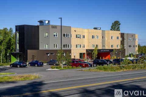 A modern building with the number 13600 on it.