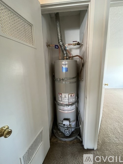 A view of a heating system installed in a doorway.