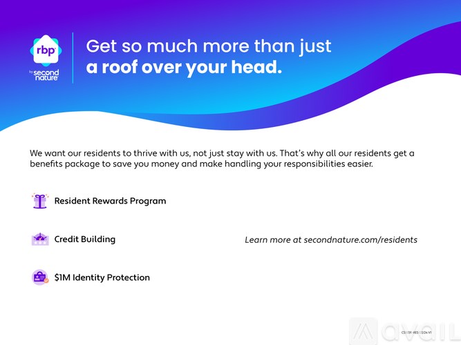 A promotional image for Second Nature's resident benefits package.