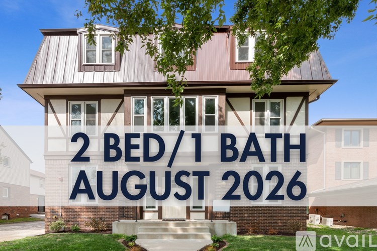 A house with a sign that says "2 BED/1 BATH AUGUST 2026".