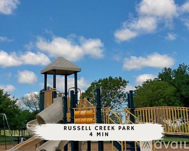 A playground in Russell Creek Park is available for 4 minutes.