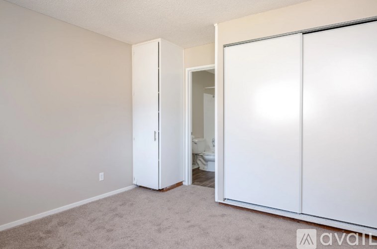 A room with a white door and a white wardrobe.