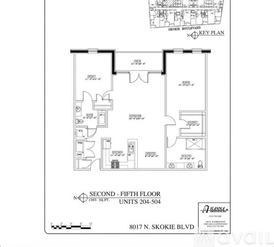 A black and white image of a floor plan for a building at 8017 N. Skokie Blvd.