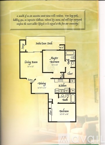 A floor plan of a house with a living room, dining room, kitchen, and master bedroom.