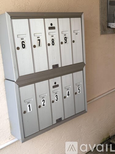 A metal cabinet with numbered drawers from 1 to 9.