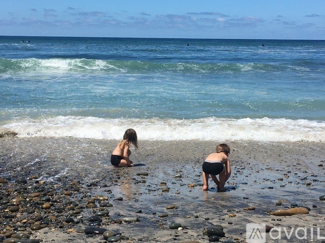 Two people are playing in the water at the beach.