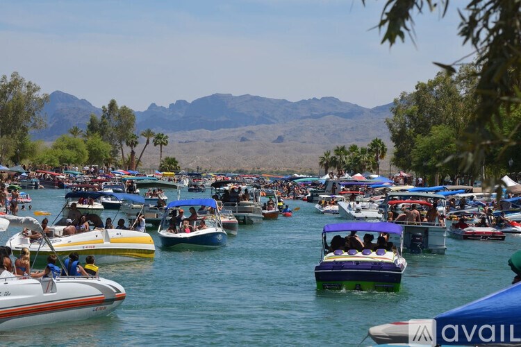 A group of boats are floating on a body of water.