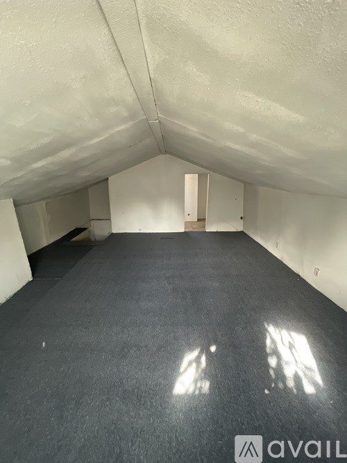 A room with a white ceiling and a black floor.