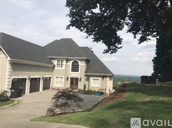 A large house with a driveway and a tree in front.