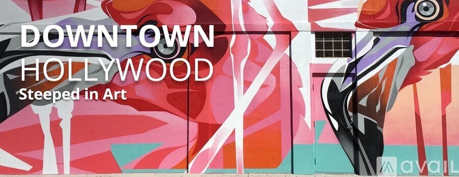 A poster advertising Downtown Hollywood Steeped in Art.