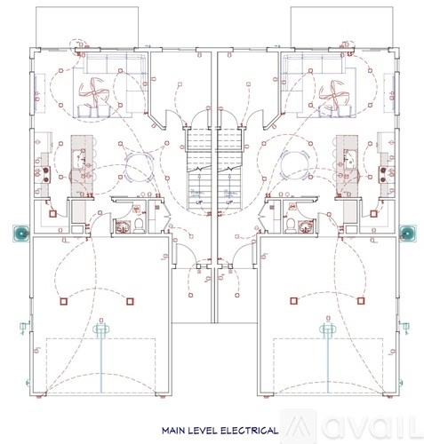 A detailed main level electrical floor plan for a building.