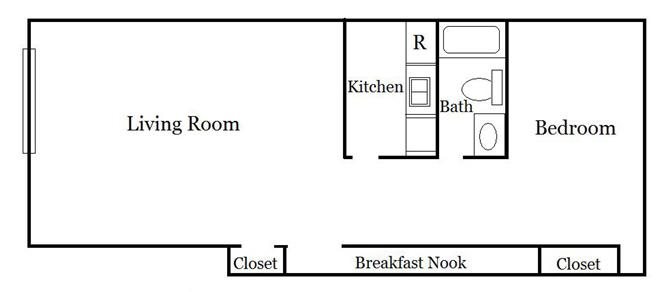 1 Bedroom Unit Plan B Floor Plan 2