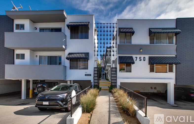 A modern two-story building with the number 750 on the front.