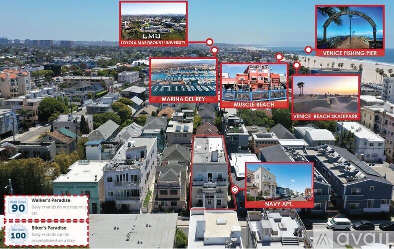 A map of a city with various landmarks and ratings.