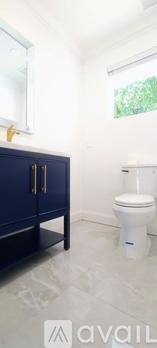 A bathroom with a toilet and a cabinet.