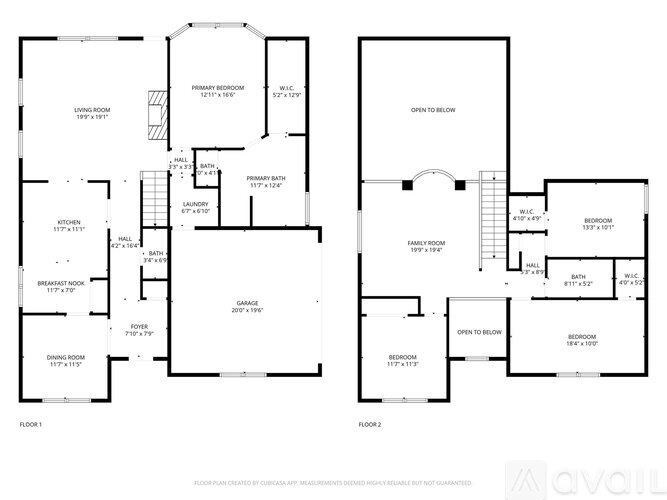 A floor plan for a two-story home with a garage and a living area.