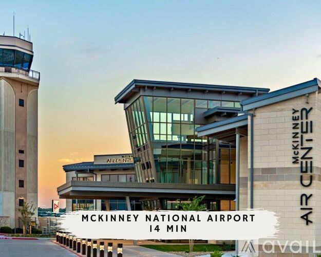 A modern building with the words "McKinney National Airport" on it.