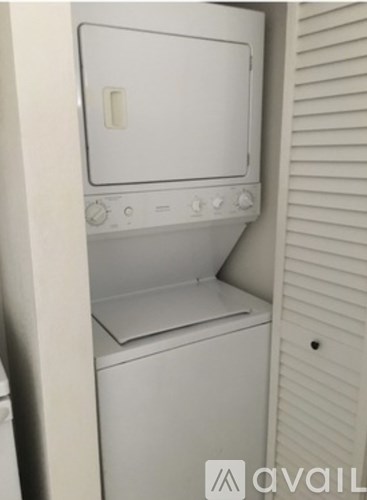 A white dishwasher and dryer are available for rent.