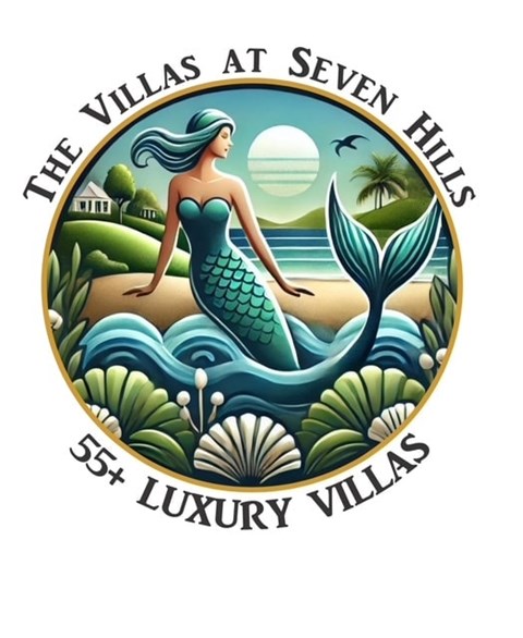 A logo featuring a mermaid and the text "The Villas at Seven Hills 55+ Luxury Villas".