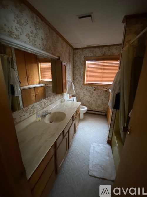 A bathroom with a sink, mirror, and toilet.