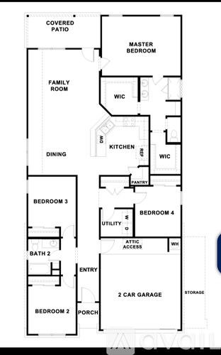 A black and white image of a house floor plan.