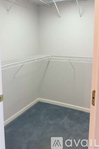 Empty room with a carpeted floor and white walls.